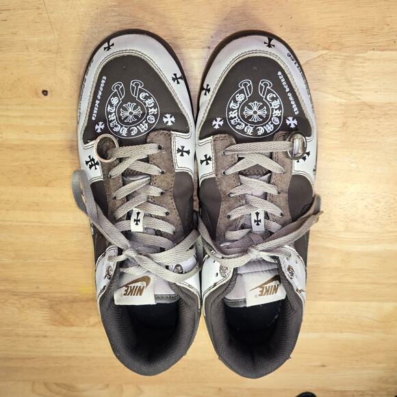 Y2k Nike Dunk Low Custom Chrome Hearts Cross Brown Sneakers Size 11 Mens main image 11